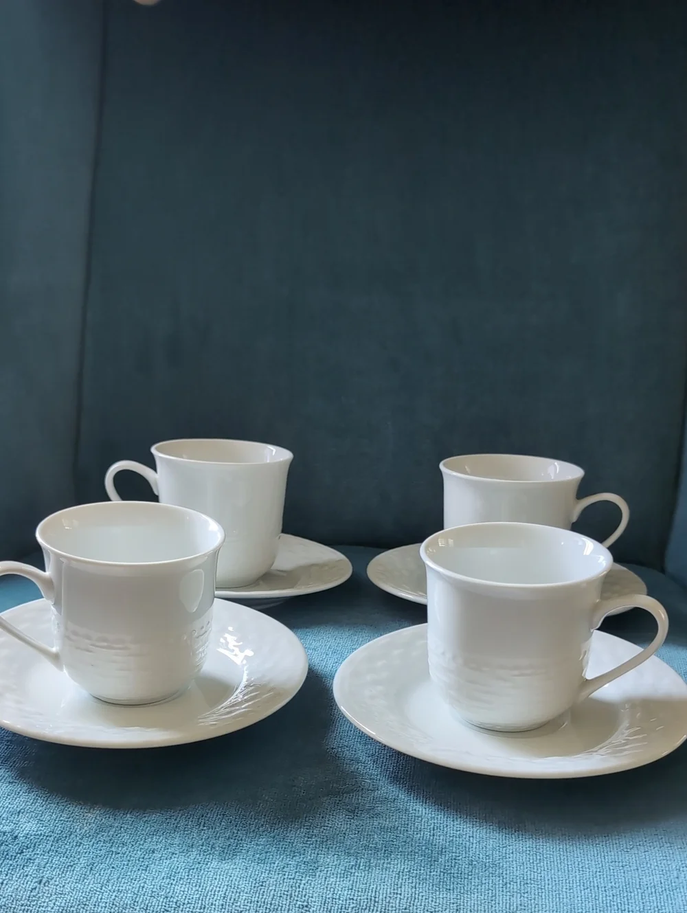 Gibson White Textured Ceramic Saucers - Set of 4